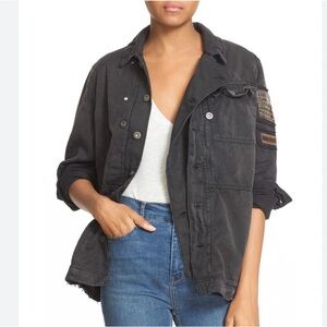 FREE PEOPLE EMBELLISHED MILITARY JACKET